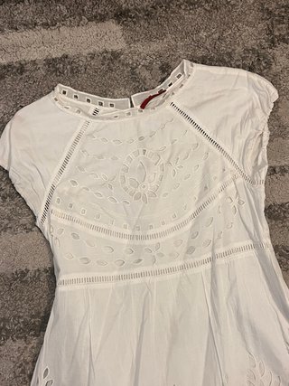 Vestido blanco S Carolina Herrera encaje  algodón