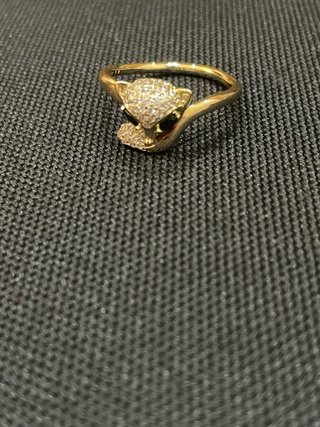 Anillo Oro 14k Diseño Zorro Diamantes