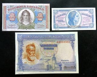 3 Billetes II República Española Reproducciones