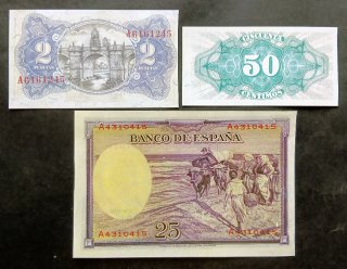 3 Billetes II República Española Reproducciones