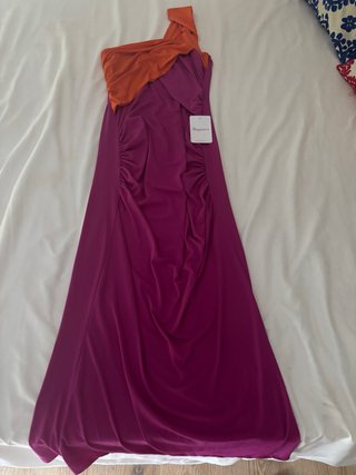 Vestido largo Butago buganvilla y naranja