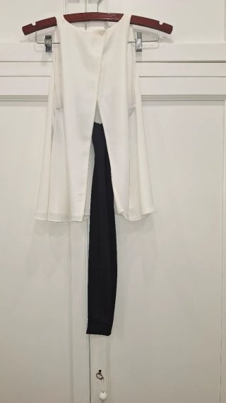 Blusa Zara Espalda Anudada Negra Blanca
