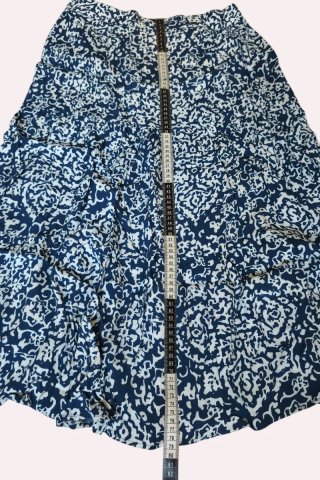 Falda Midi Boho Vintage Azul y Blanco