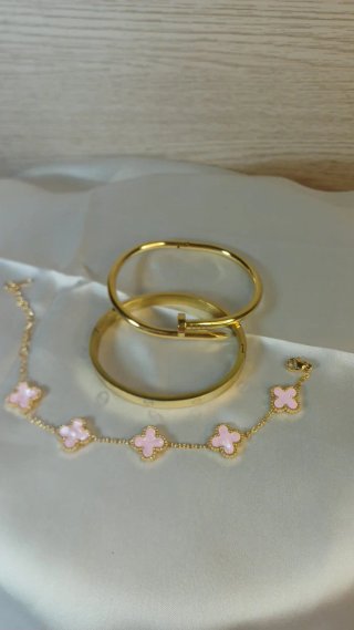 Conjunto Brazaletes Chapado Oro 18k Vintage