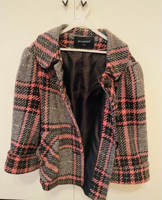 Chaqueta Atmosphere cuadros rosa y gris Talla M
