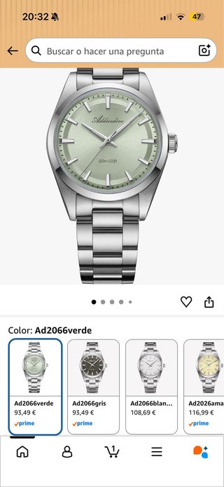 Addiesdive AD2066 Reloj Plata/Verde
