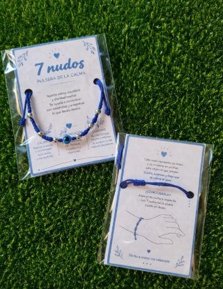 Pulsera 7 Nudos Ojo Turco Azul