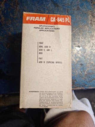 Filtro de aire FRAM CA-645 PL Seat 600