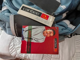 Mochila de viaje Caribe azul y gris