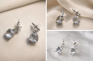 Conjunto Swarovski Pendientes y Colgante Azul
