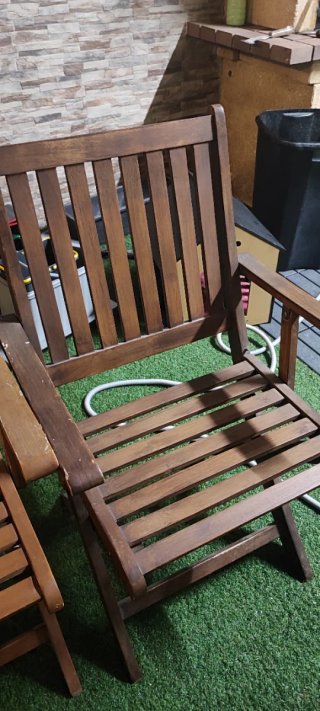 Mesa y 4 Sillas Terraza Madera y Metal 2,40