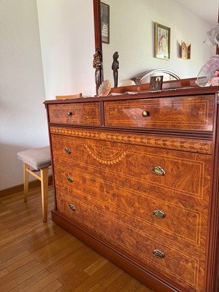 Set Dormitorio de madera:cabecero, mesitas,tocador