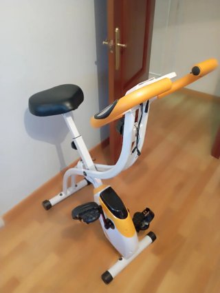 Bicicleta Estática Plegable Naranja/Blanca