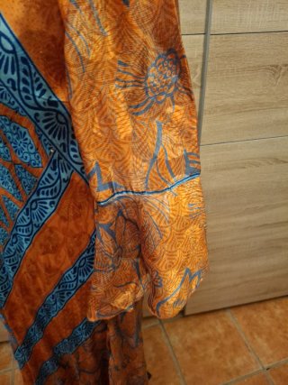 Vestido largo boho chic naranja y azul
