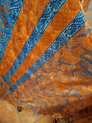 Vestido largo boho chic naranja y azul