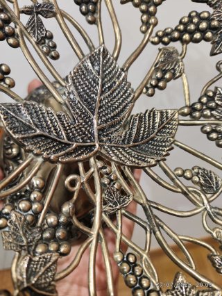 Frutero Vintage Uvas Metal Dorado y Plateado