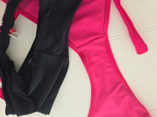 2 Bikini Paillettes Nero/Fucsia