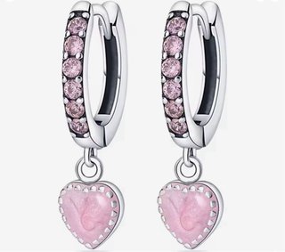 Conjunto Pandora Corazón Rosa y Plata