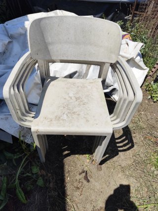 Sillas de plástico apilables (gris/blanco)