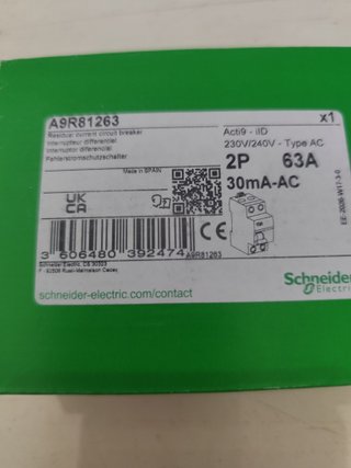 Diferencial 2p 63A Schneider A9R81263 Nuevo