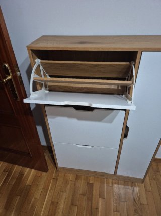 Zapatero de madera y blanco 80x24x118