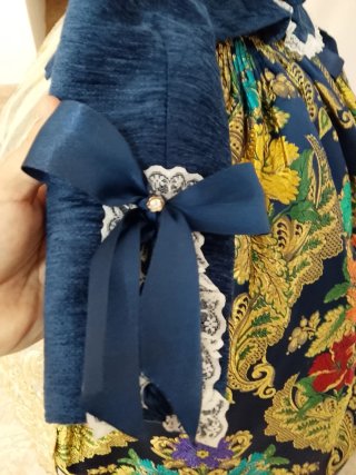 Corpiño Fallera Jubón Azul y Dorado