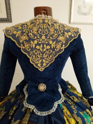Corpiño Fallera Jubón Azul y Dorado