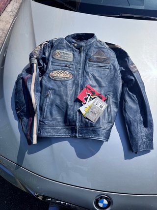 Giacca Moto Pelle Uomo Vintage