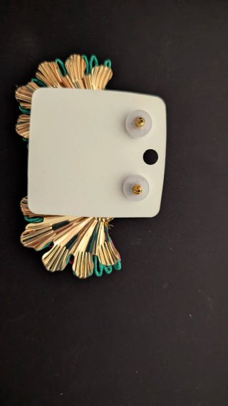 Pendientes abanico papel y acero dorado