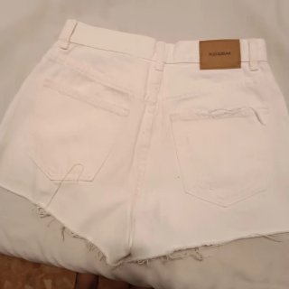 Bermuda Vaquera Blanca Rota Talla S