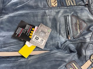 Giacca Moto Vera Pelle Blu Taglia M