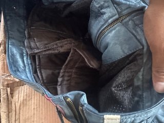 Giacca Moto Vera Pelle Blu Taglia M