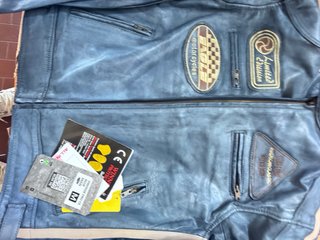 Giacca Moto Vera Pelle Blu Taglia M