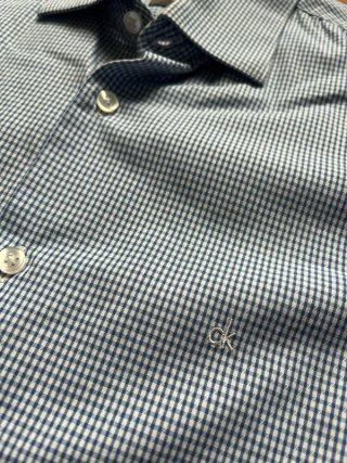 Camicia Calvin Klein Azzurra Micro Cuadros S/M