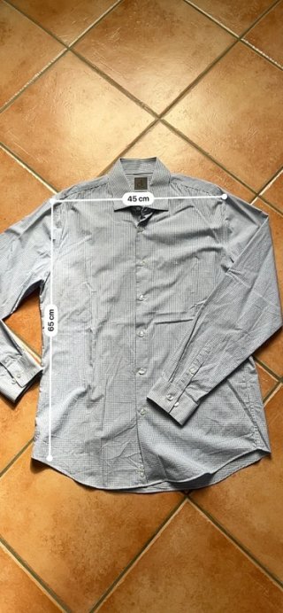 Camicia Calvin Klein Azzurra Micro Cuadros S/M