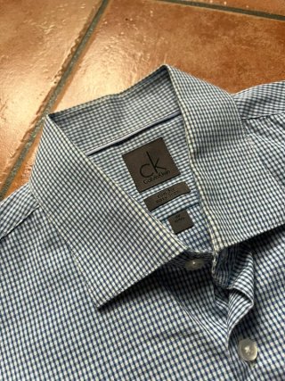 Camicia Calvin Klein Azzurra Micro Cuadros S/M