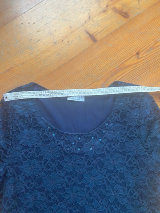 T-shirt pizzo macramè blu