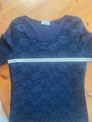 T-shirt pizzo macramè blu