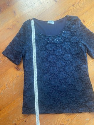 T-shirt pizzo macramè blu