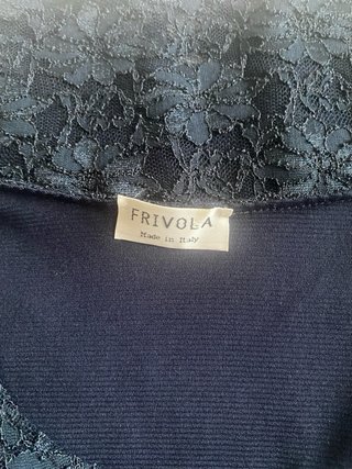 T-shirt pizzo macramè blu