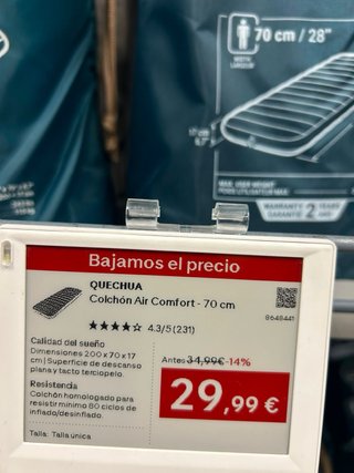 Colchón Hinchable Quechua Air Comfort 70