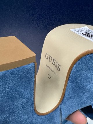 Sandalias de plataforma Guess – Ante azul denim,