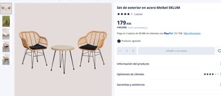 Mesa y 2 Sillas Exterior Ratán SKLUM