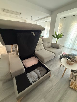 Sofá Chaise Longue Gris Tela