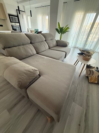 Sofá Chaise Longue Gris Tela