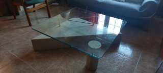 Mesa centro moderna cristal y madera