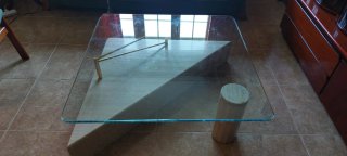 Mesa centro moderna cristal y madera