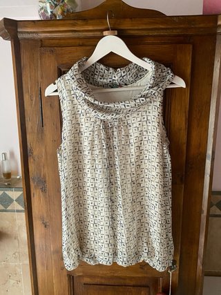 Blusa Misto Seta Senza Maniche