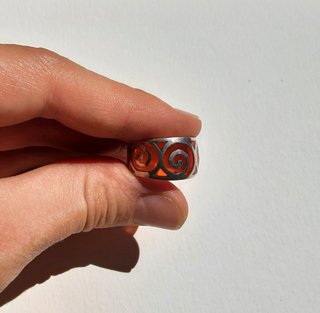 Anillo Plata 925 Espiral Naranja