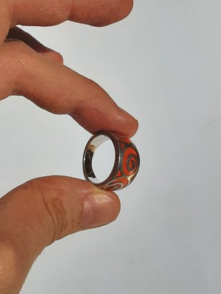 Anillo Plata 925 Espiral Naranja